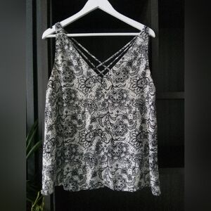 Express, Large, White and Black design strappy blouse Orig. $52